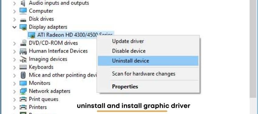 uninstall and install graphic driver